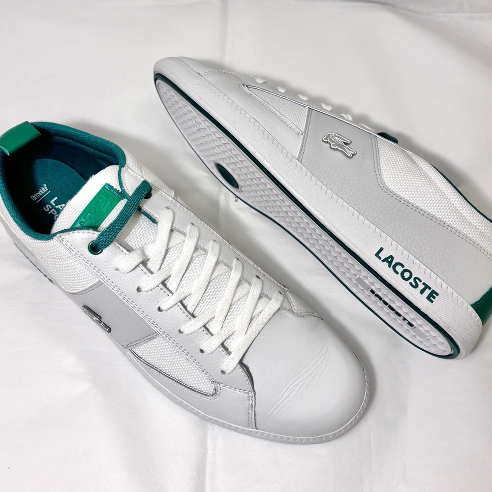 Lacoste White and Green Sneakers